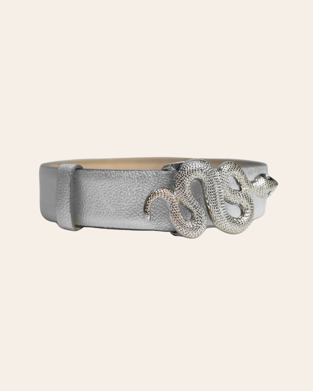 Correa Serpiente Plateada - Plata liso